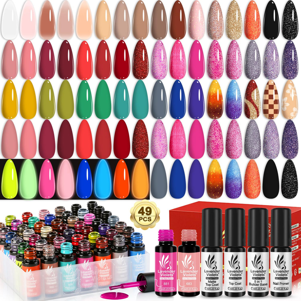 Lavender Violets set 49 piezas, kit completo para manicura en casa.