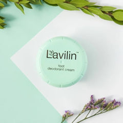 Lavilin Foot Deodorant Cream packaging shot highlights aluminum-free, cruelty-free formulation