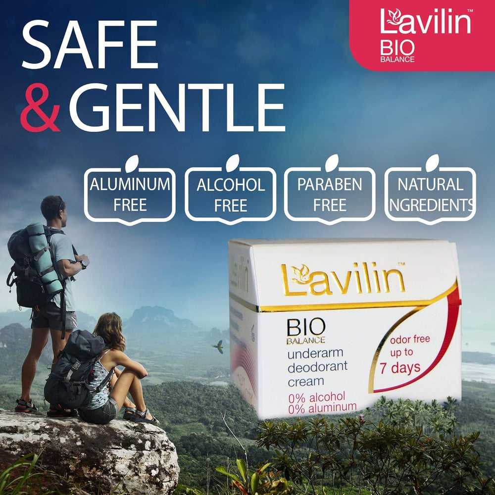 Lavilin travel size cream ready for on-the-go freshness and odor control.
