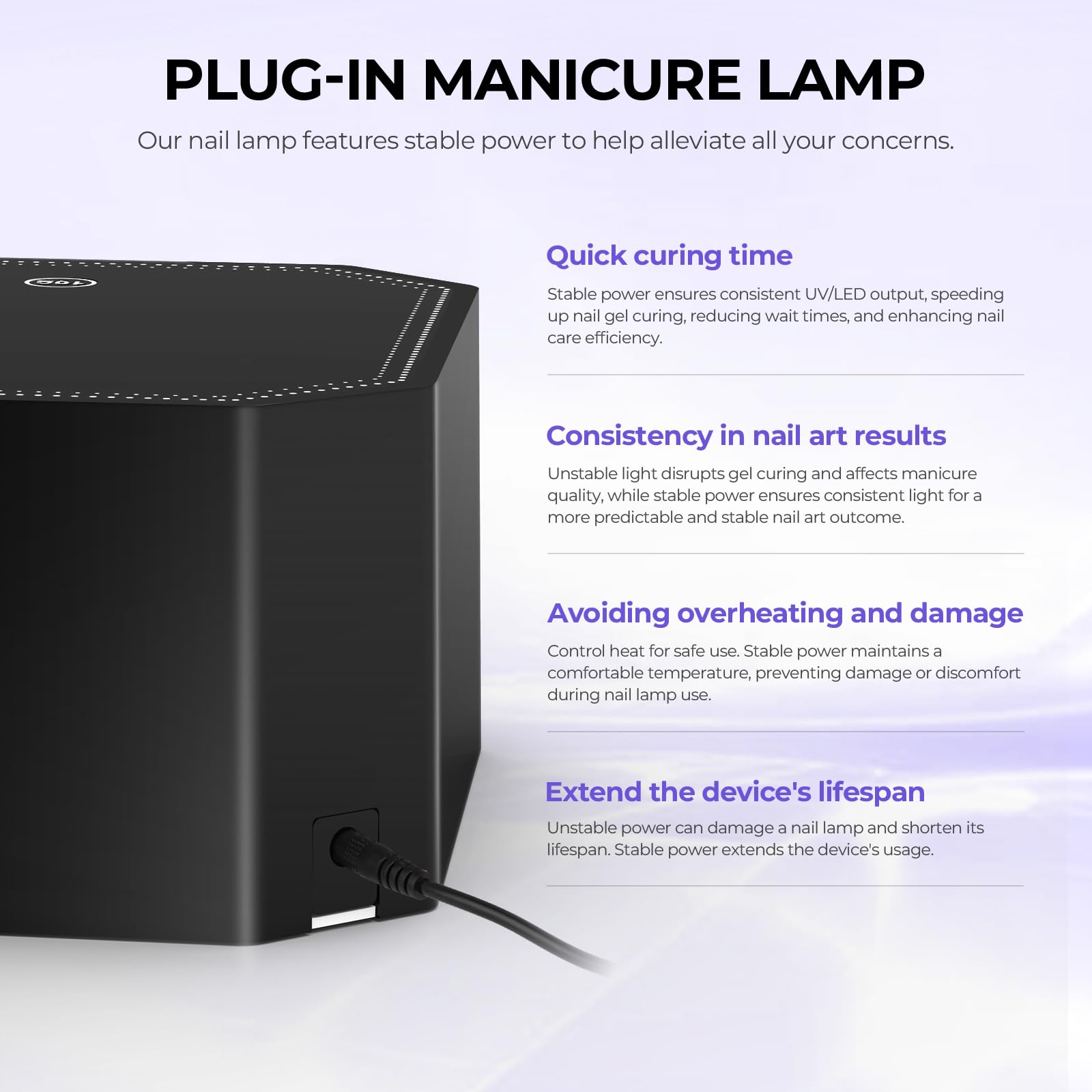 Lavinda 54W nail lamp dual wavelength 365/405 nm for versatile gels