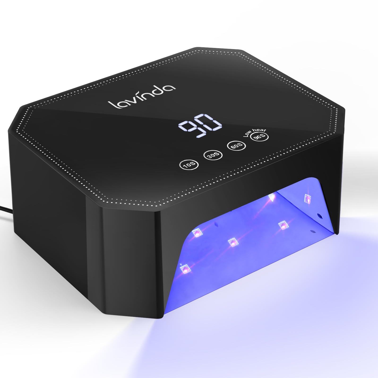 Lavinda 54W nail lamp front view for compact home use and quick cures