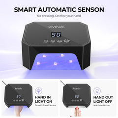 Lavinda 54W nail lamp removable base expands workspace for mani-pedi