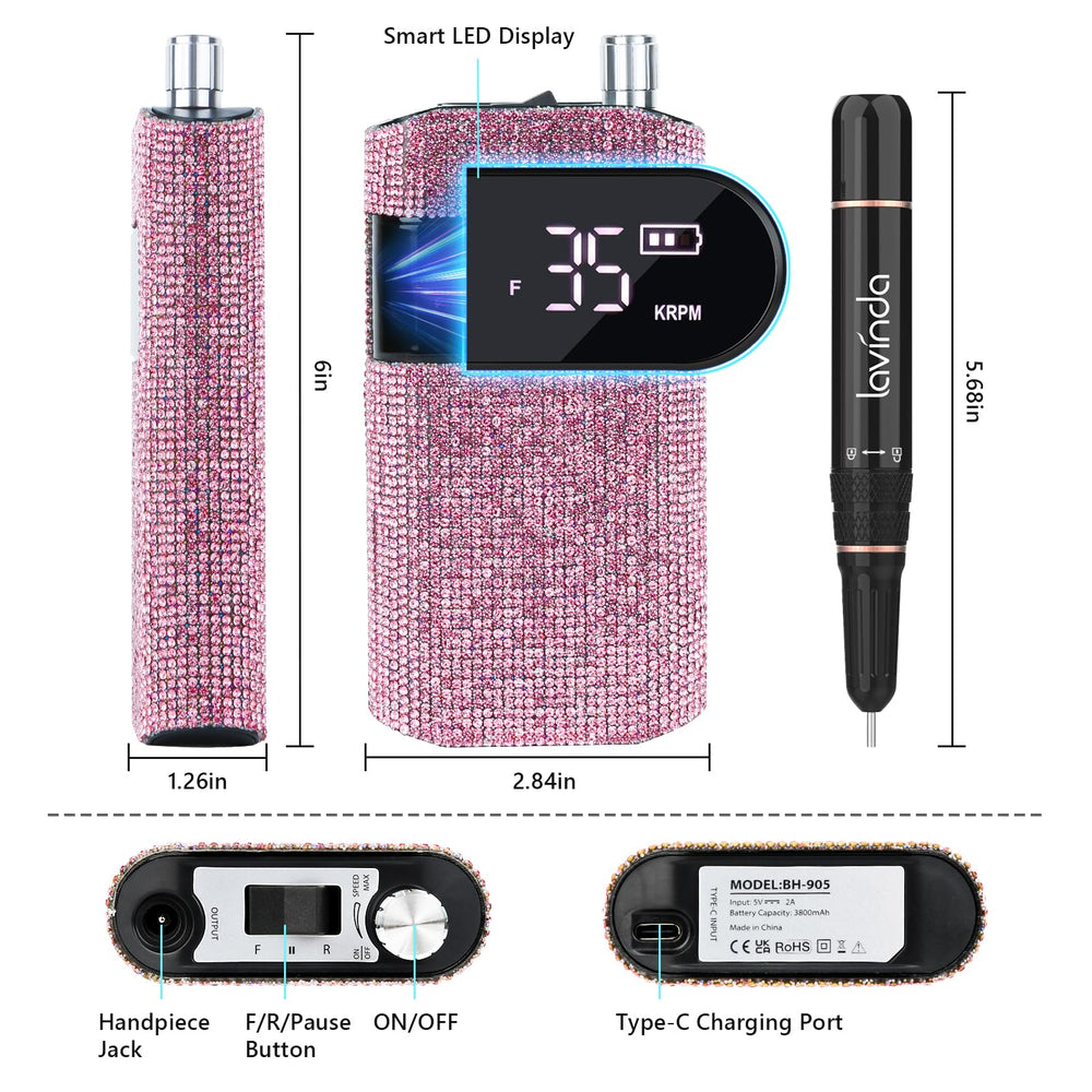 Lavinda cordless portable nail drill ready for touch-ups on the go.