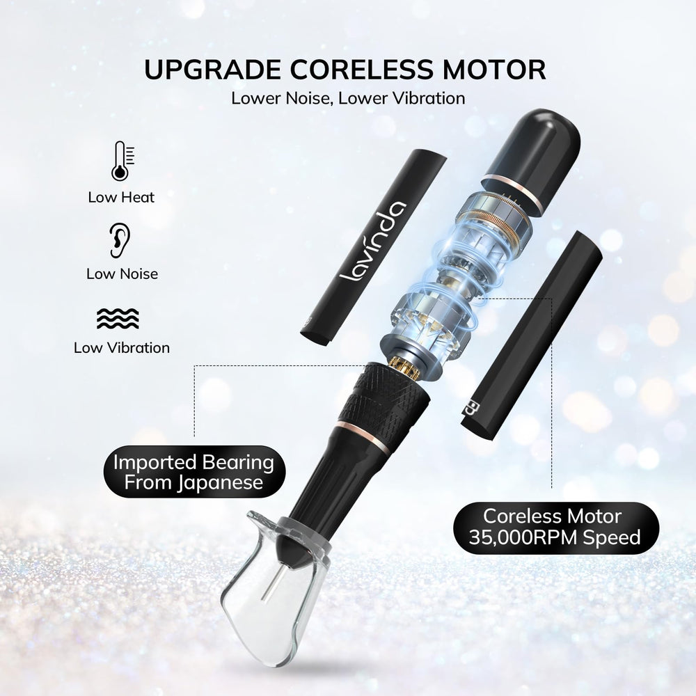 Lavinda Diamond nail drill cordless design shown for mobile nail art.