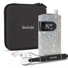 Lavinda Diamond nail drill front view, cordless portability for salon-quality manicures.