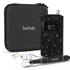 Lavinda nail drill black rhinestones closeup for stylish, salon-ready detailing