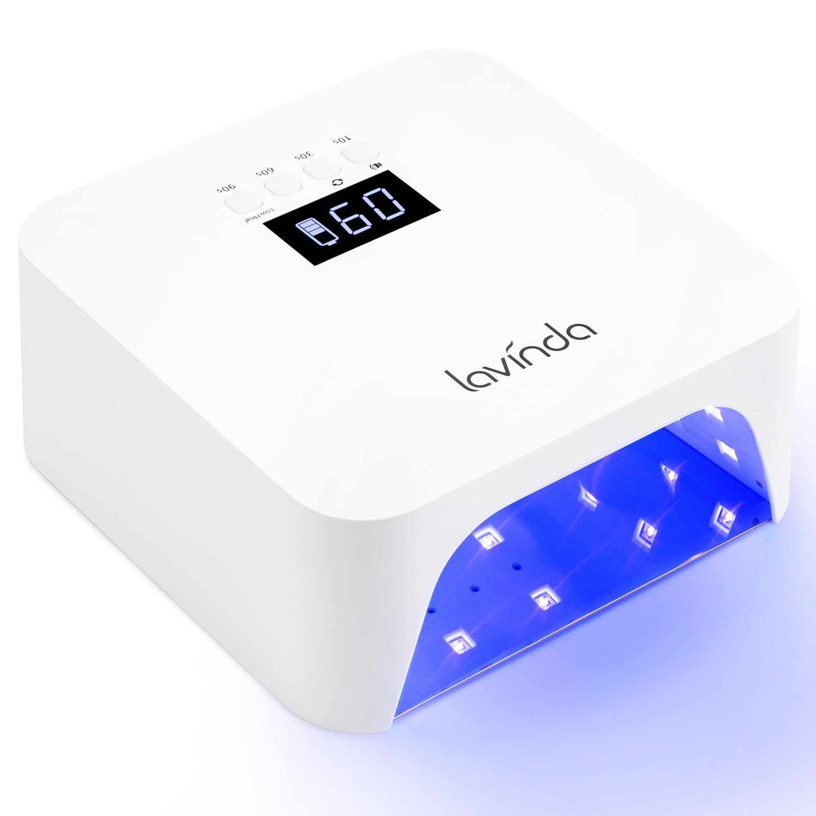 Lavinda NovaGlow White front view—compact UV nail lamp for fast gel cures.