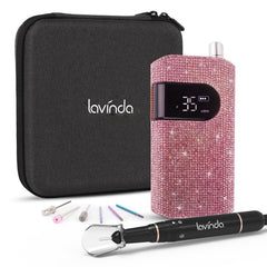 Lavinda professional nail drill with pink diamond exterior for stylish nail care.