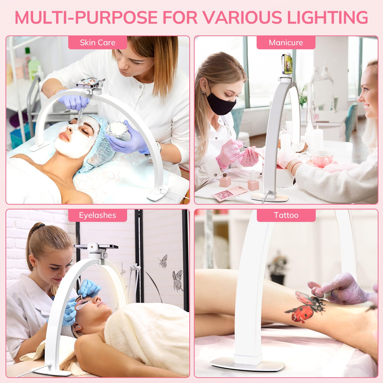 Lavinda nail-desk light in use for manicures, lash extensions, or skincare.