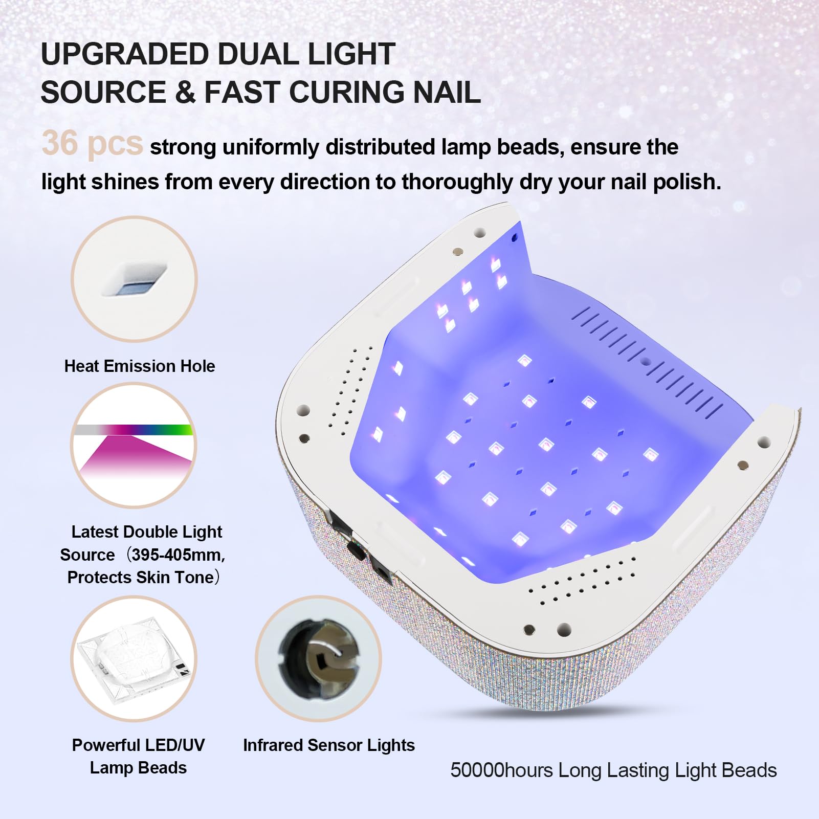 Lavinda UV LED Nail Lamp cordless indicator showing battery status for wireless use
