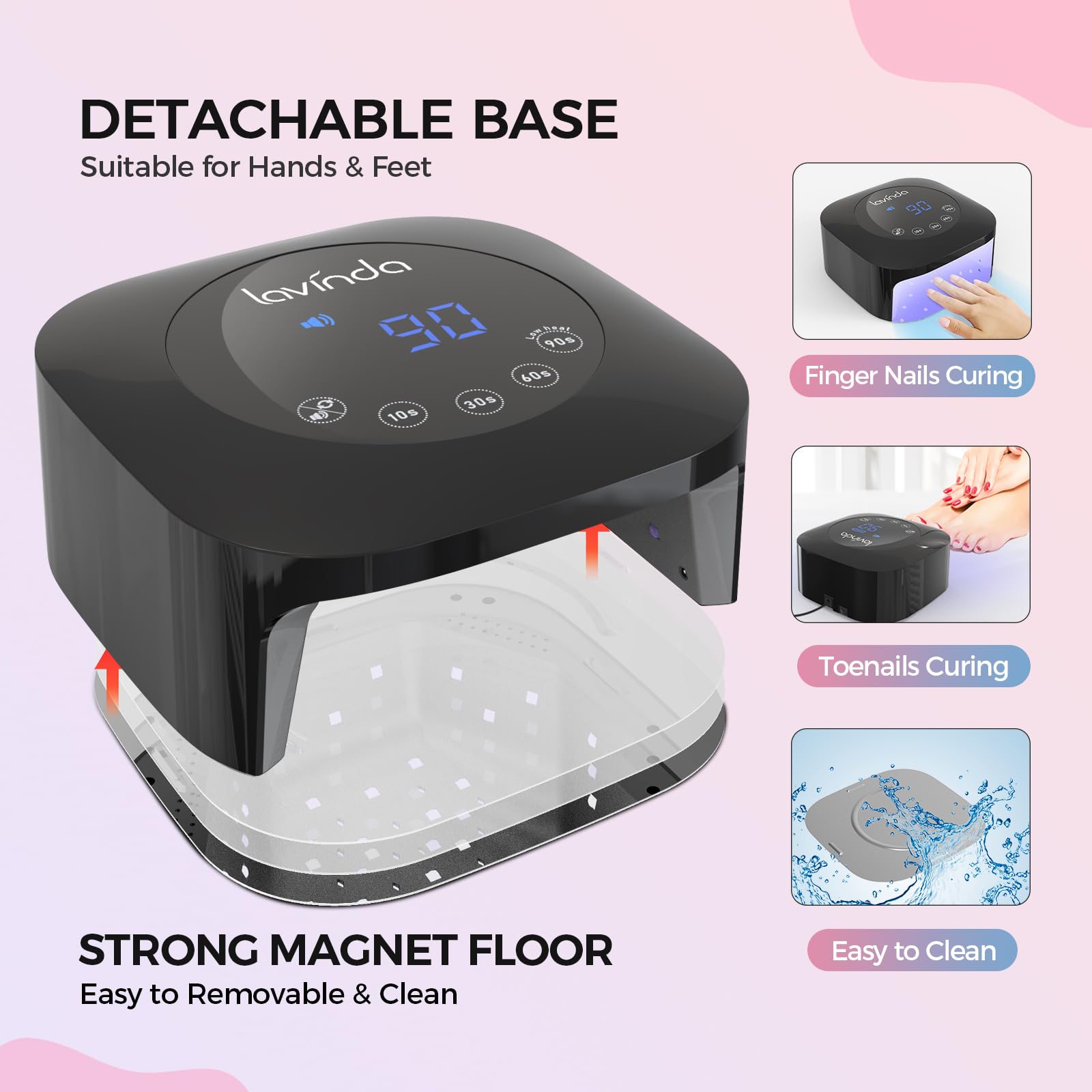 Lavinda UV LED Nail Lamp infrared sensor for hands-free curing