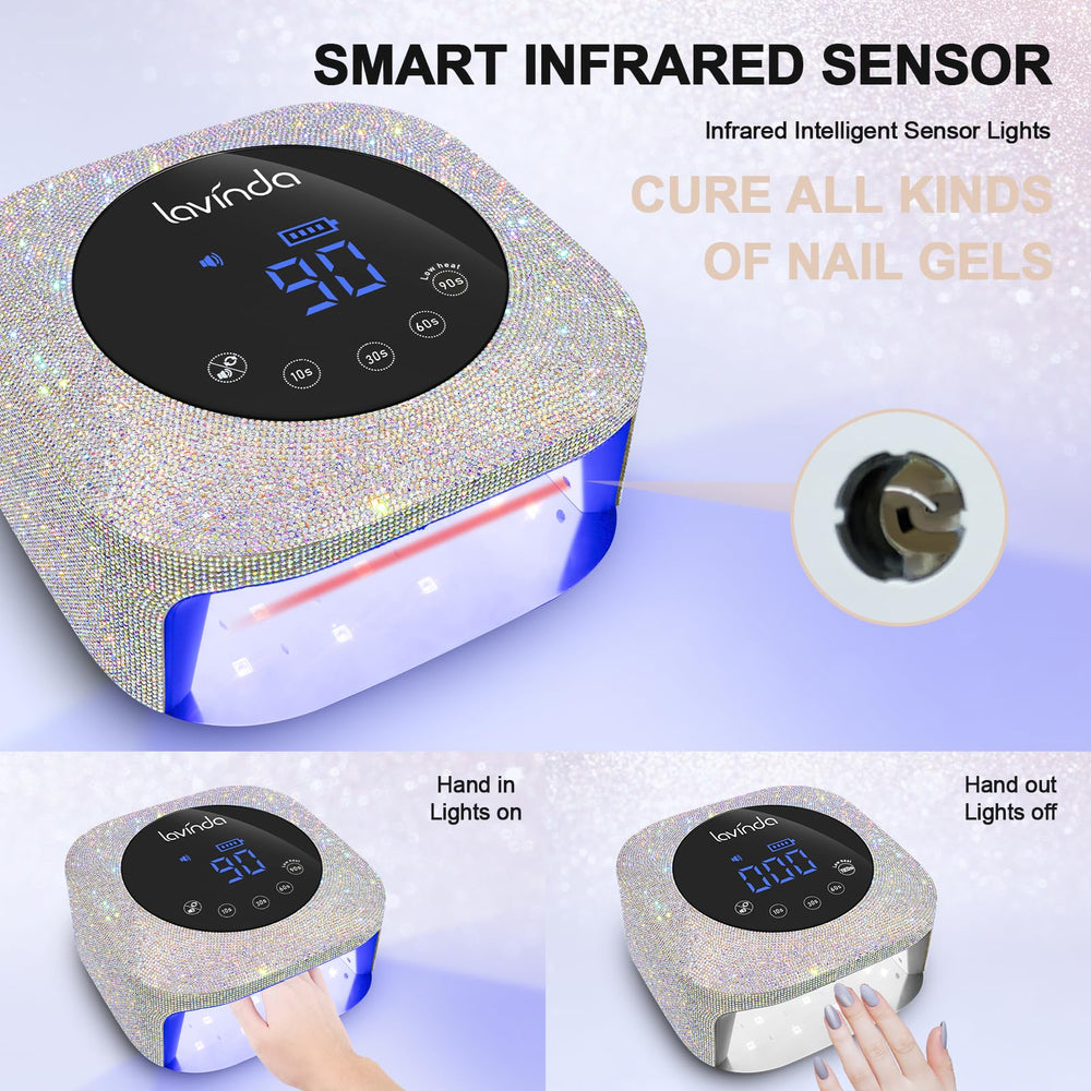 Lavinda UV LED Nail Lamp large curing space fits five nails at once