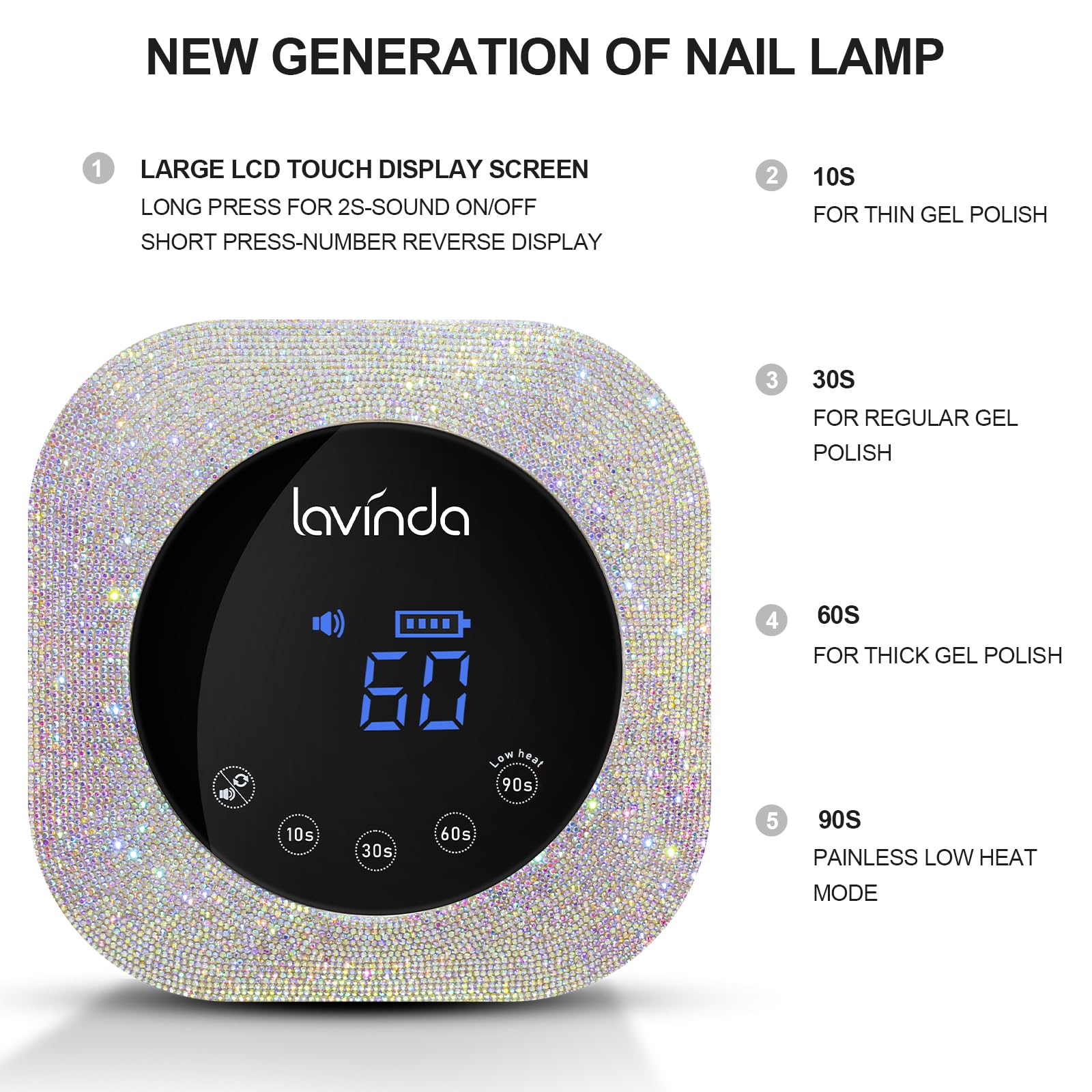 Lavinda UV LED Nail Lamp removable magnetic base for easy cleaning