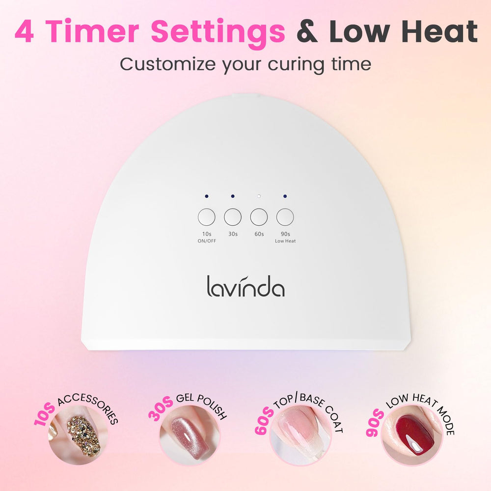 Lavinda UV Nail Lamp 48W side view highlights auto-sensor for hands-free operation