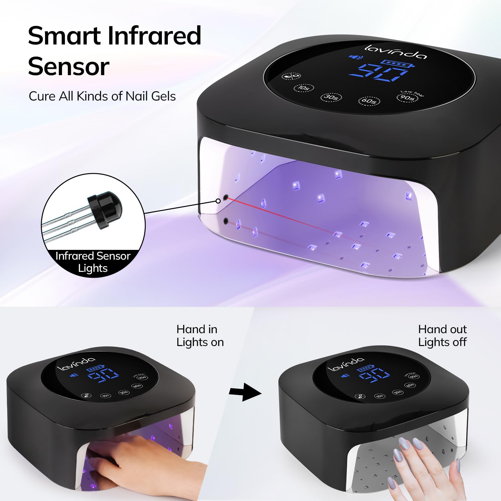 Lavinda UV Nail Lamp detachable base simplifies cleaning and maintenance