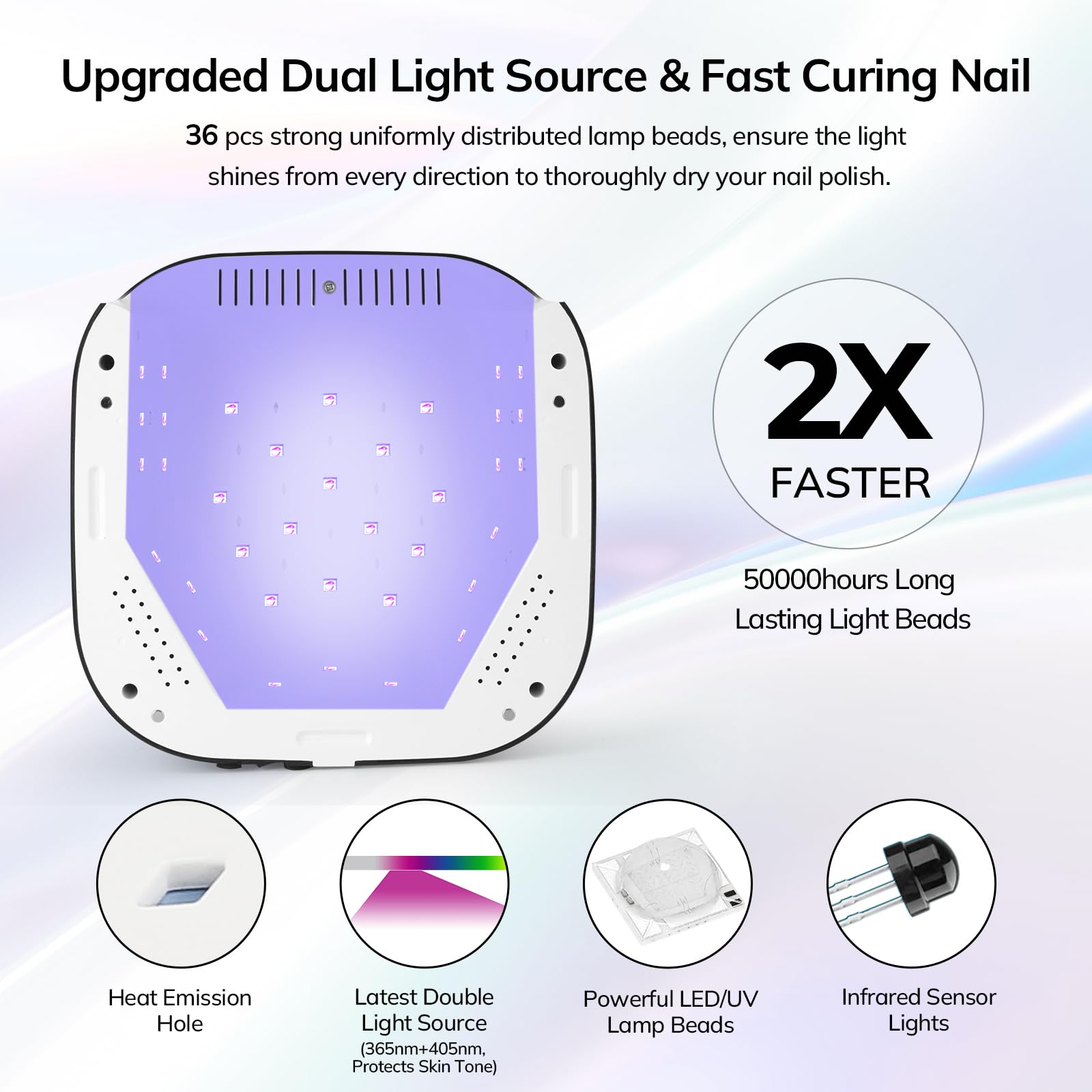 Lavinda UV Nail Lamp large cure space fits five nails at once