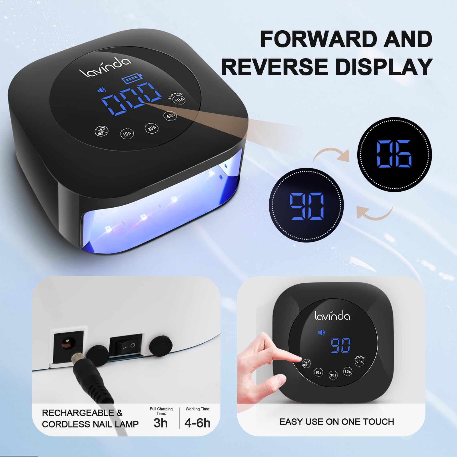 Lavinda UV Nail Lamp hand under light achieves even cures