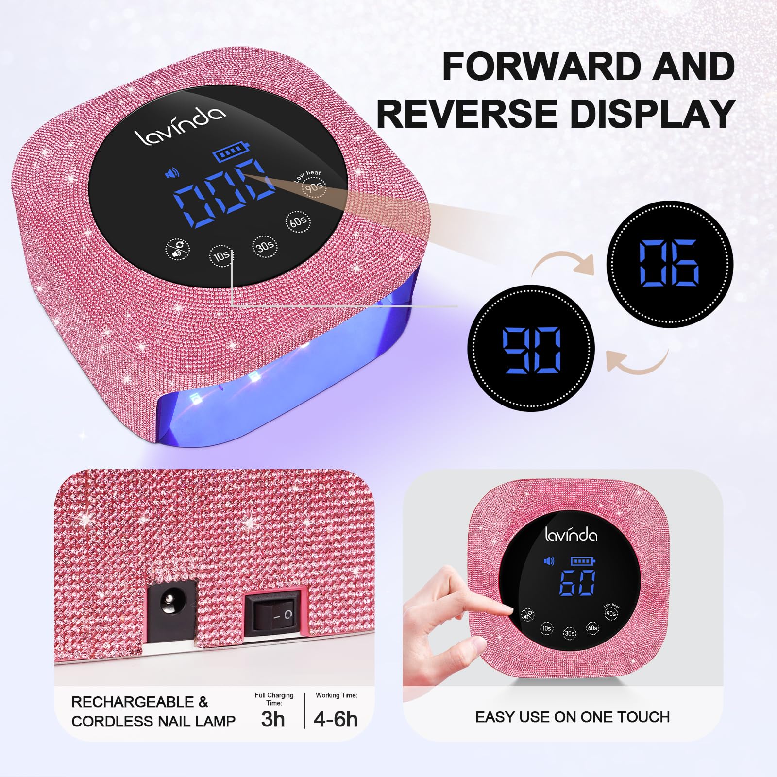 Lavinda UV Nail Lamp light-beads-closeup highlights dual-source curing efficiency