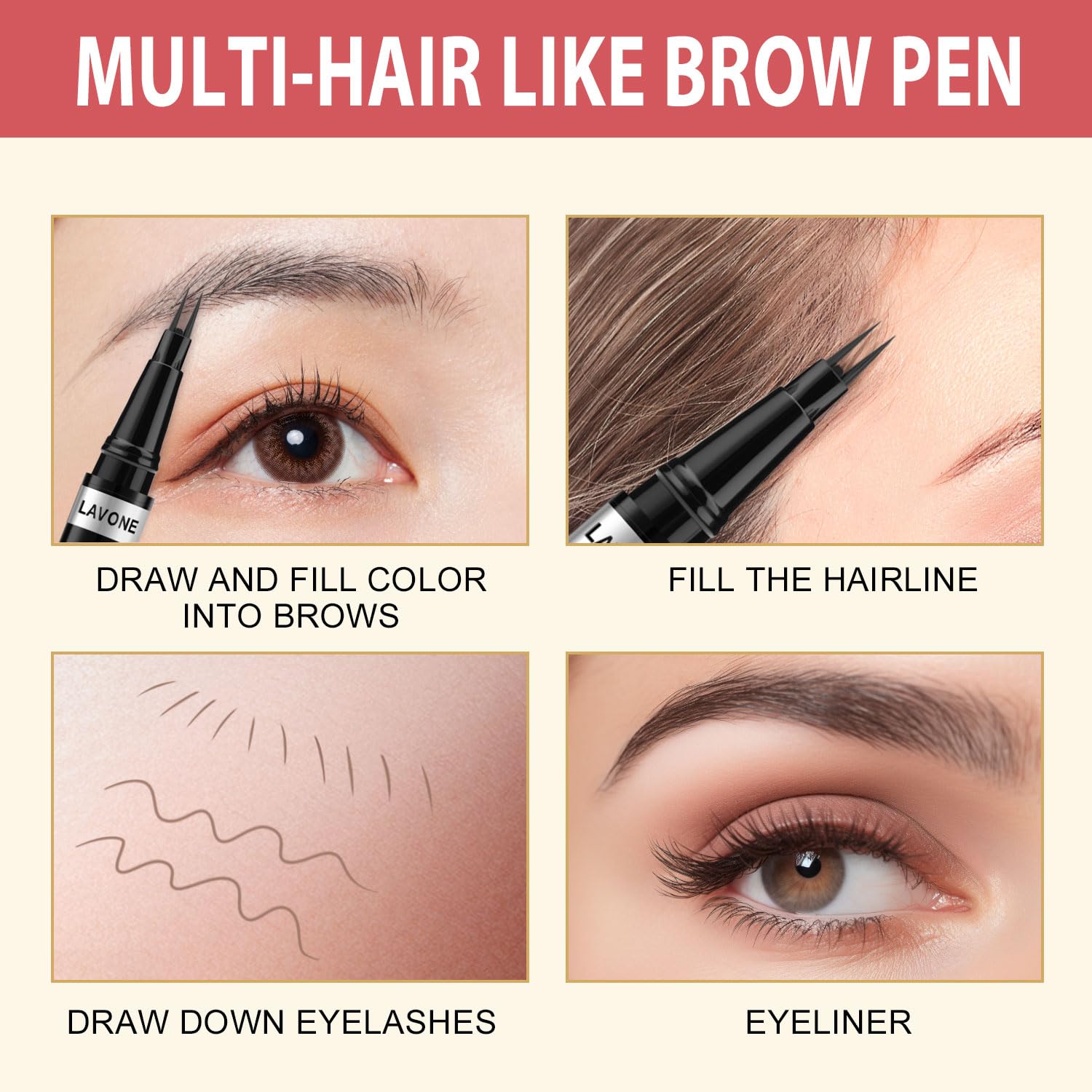LAVONE dark brown shade swatches for versatile brow color