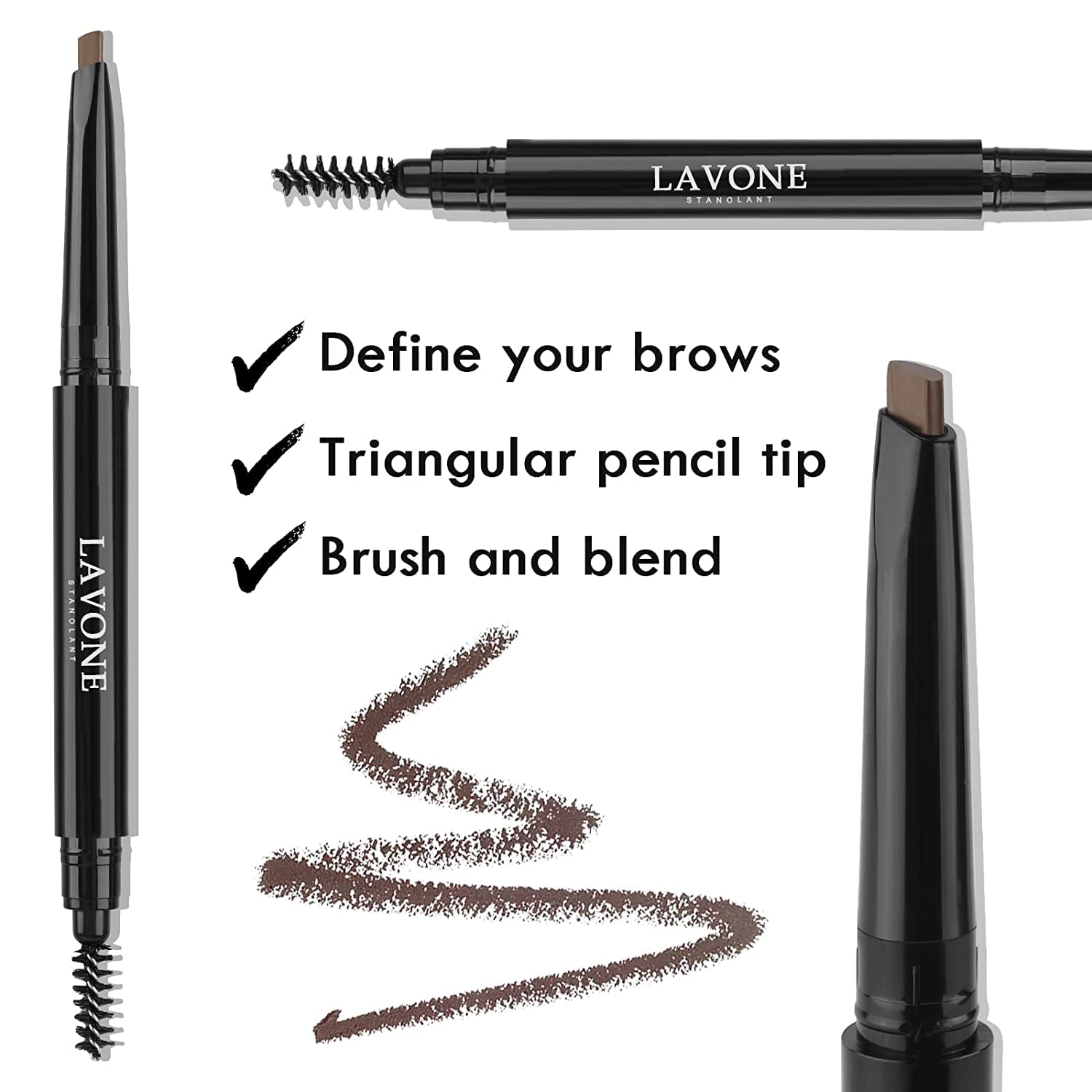 LAVONE eyebrow pencil dark brown offers ultra-skinny lines for natural hair-like brows