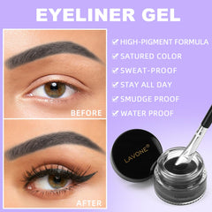LAVONE Eyeliner Set angled brush for precise gel application