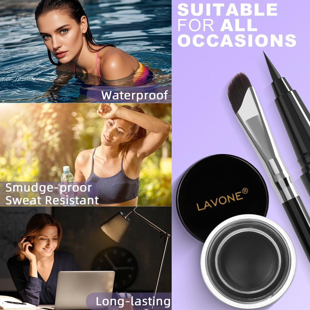 LAVONE Eyeliner Set daily-look application on lid with gel and pen