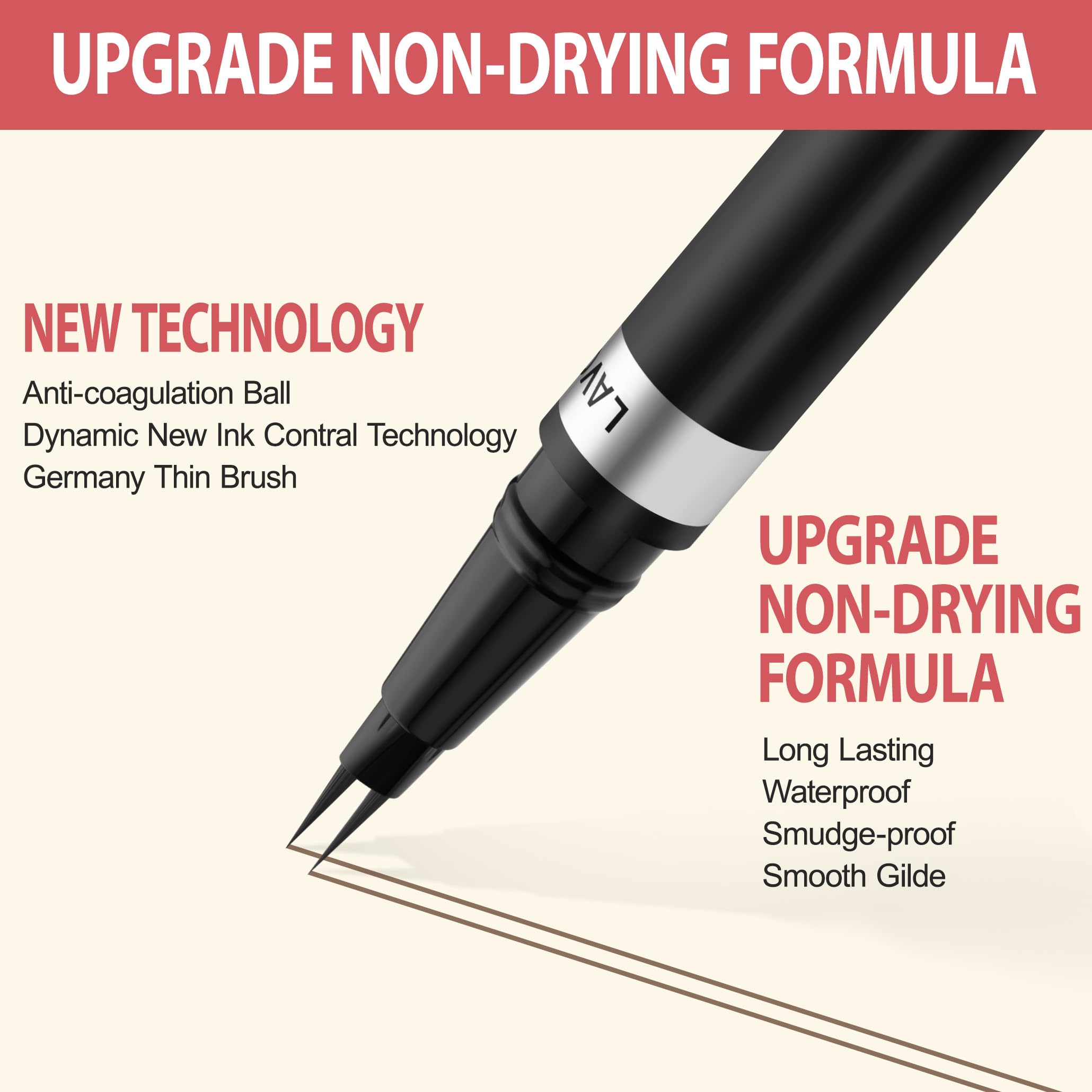 LAVONE waterproof liquid eyeliner provides precise, smudge-proof lines