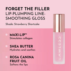 Lawless Forget the Filler gloss application closeup demonstrates smooth glide and plumping potential