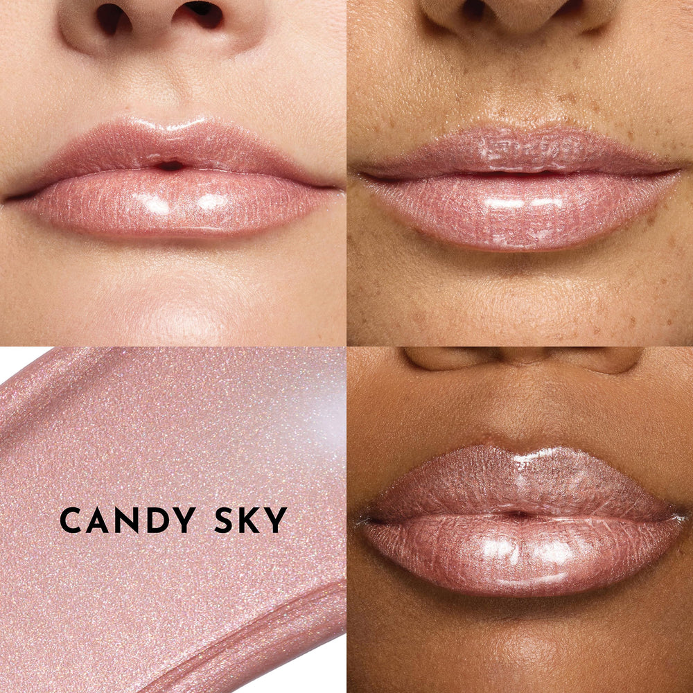 Lawless Forget the Filler Candy Sky on lips offers premium gloss with nourishing properties.