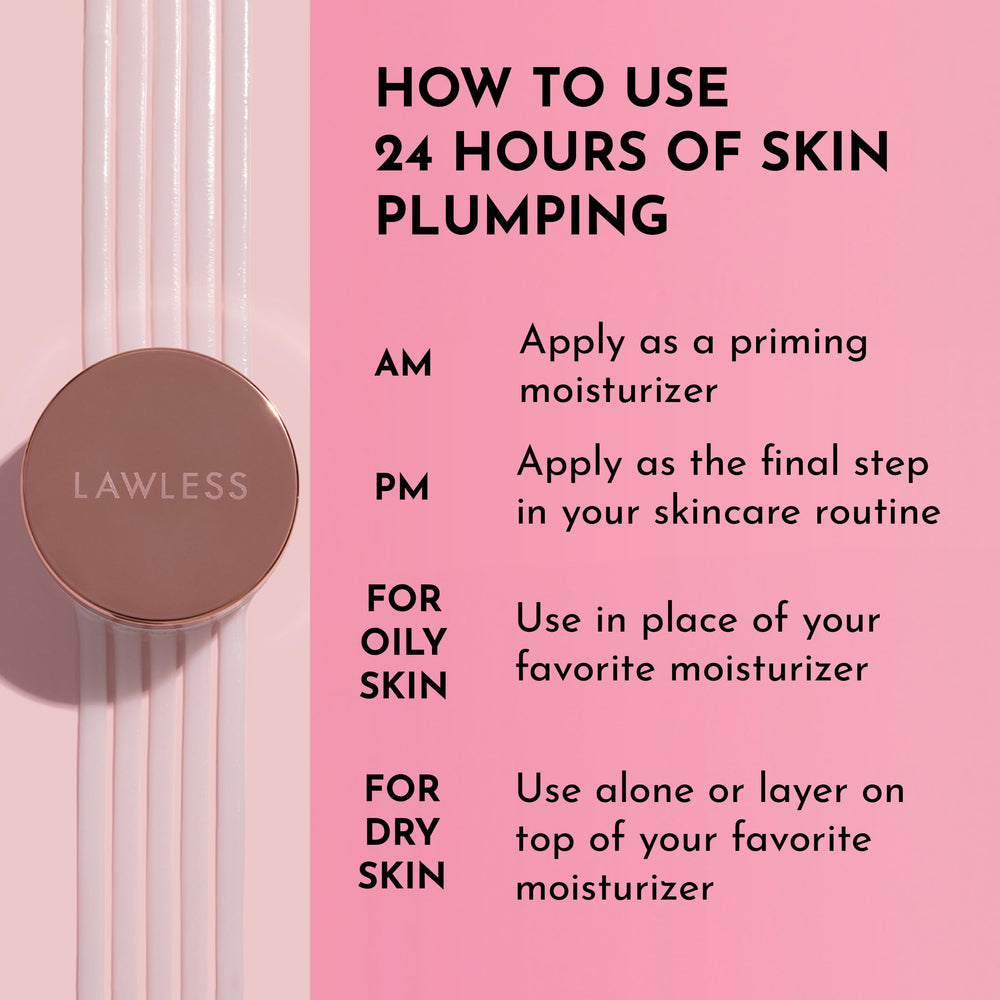Lawless Forget the Filler mini glow before makeup image emphasizing hydration and radiance