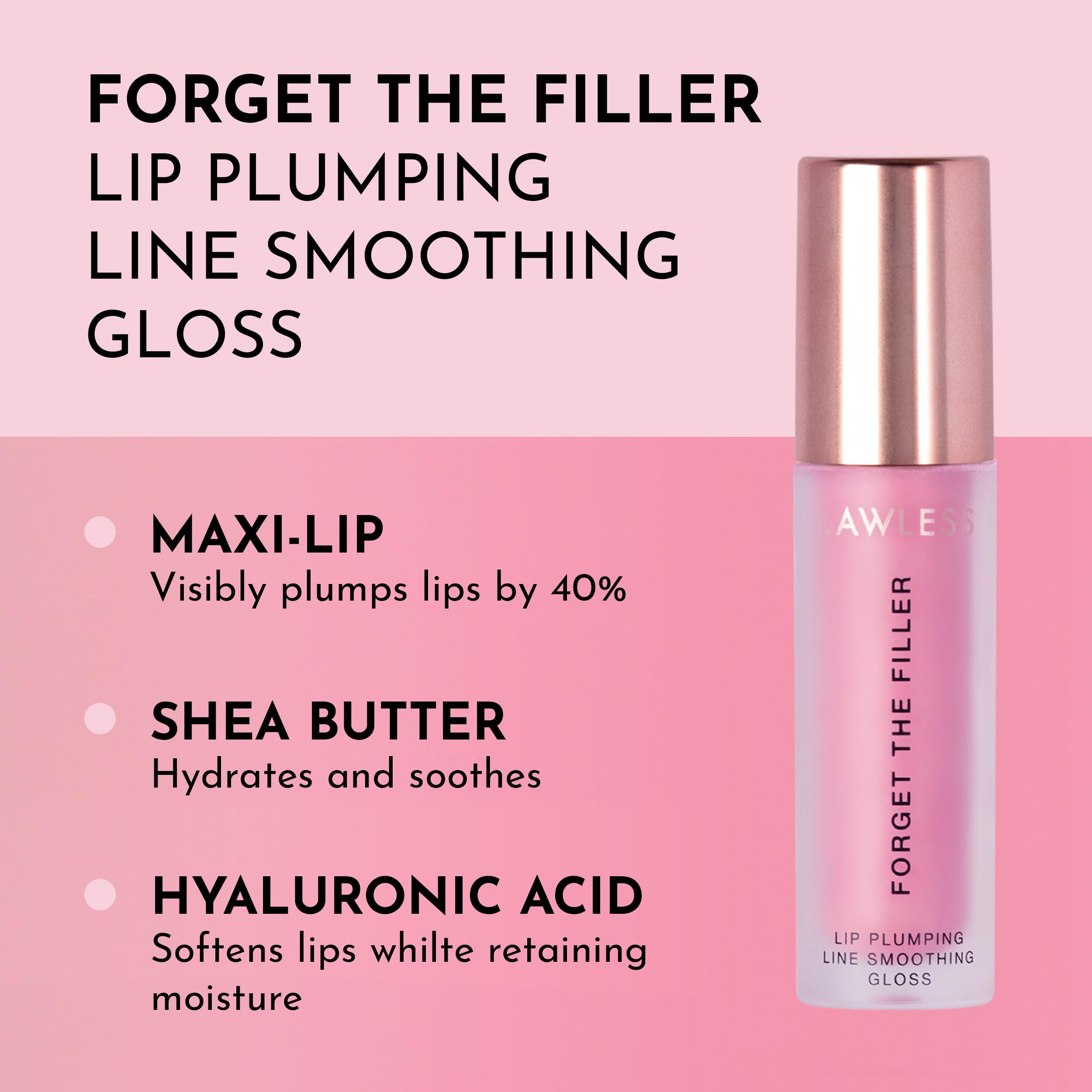 Lawless Forget the Filler applicator closeup highlights plush wand delivering comfortable shine