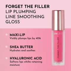 Lawless Forget The Filler Lip Plumper Juicy Watermelon swatch shows instant plump-looking lips