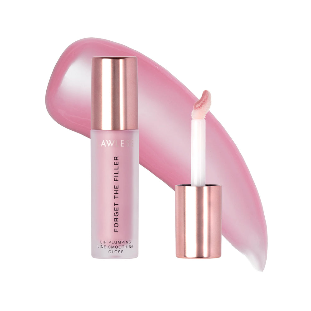 Lawless Forget The Filler Lip Plumper Lavender Sorbet bottle shines with glassy shine.