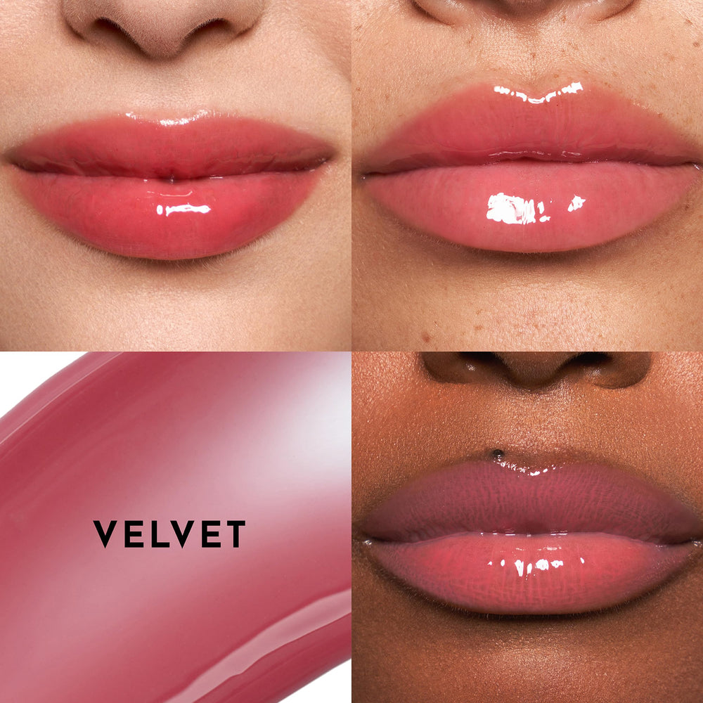 Lawless product in-use displays glass-like shine and smooth lips as a result.