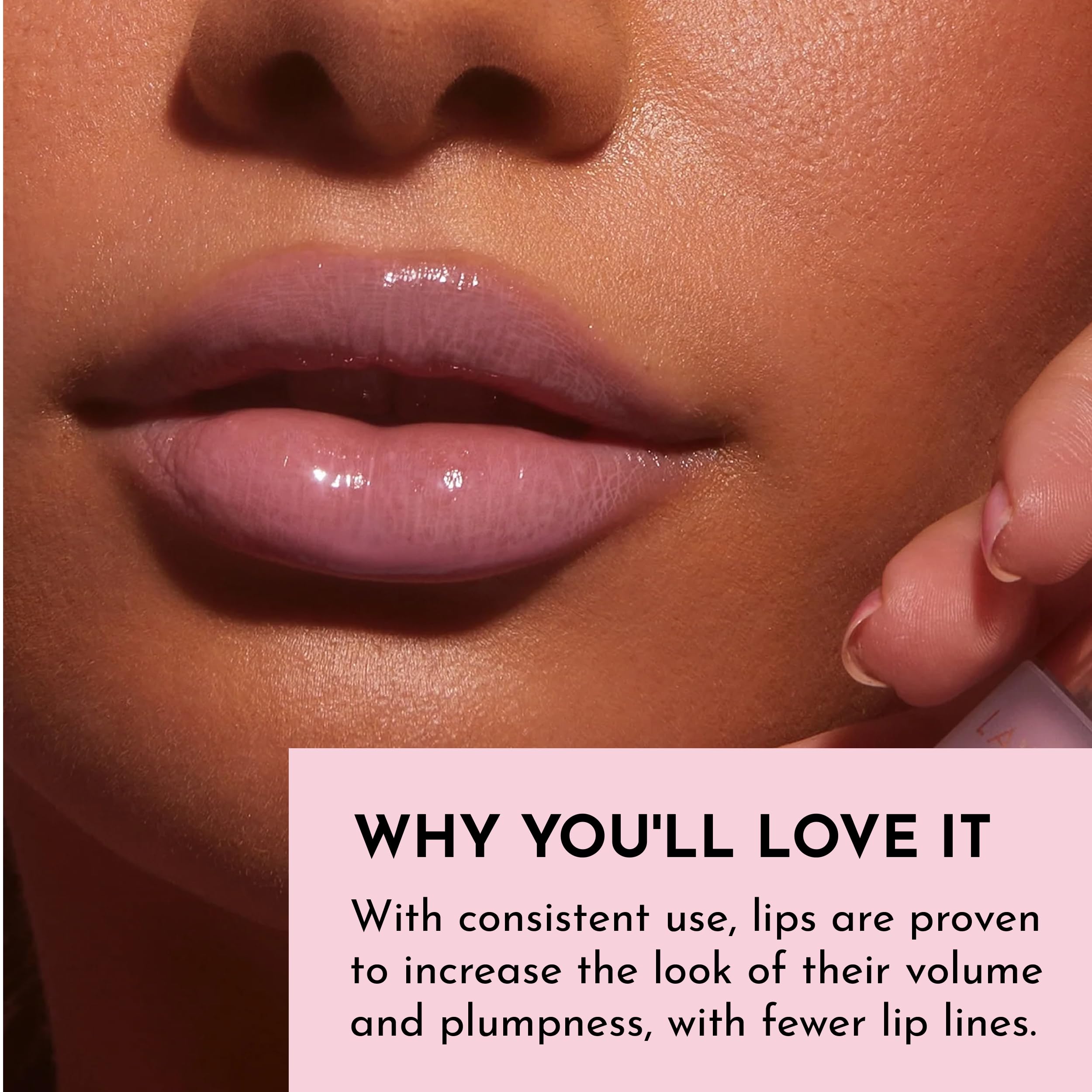 Maxi-Lip plus Hyaluronic Acid in the formula for a fuller-looking surface and hydration.