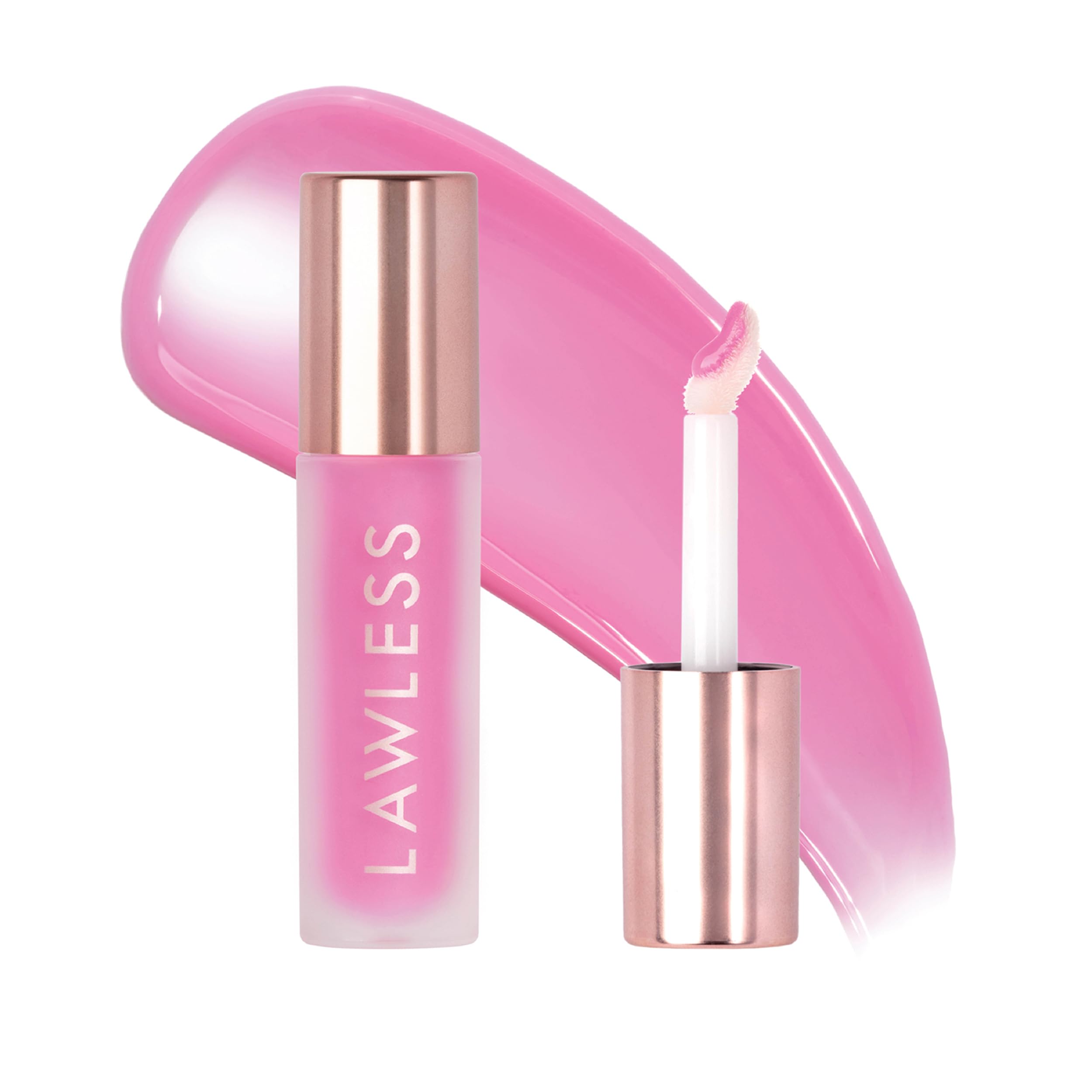 Lawless Forget the Filler Lip Plumping Gloss Strawberry Popsicle tube application for smooth, plump-looking lips.