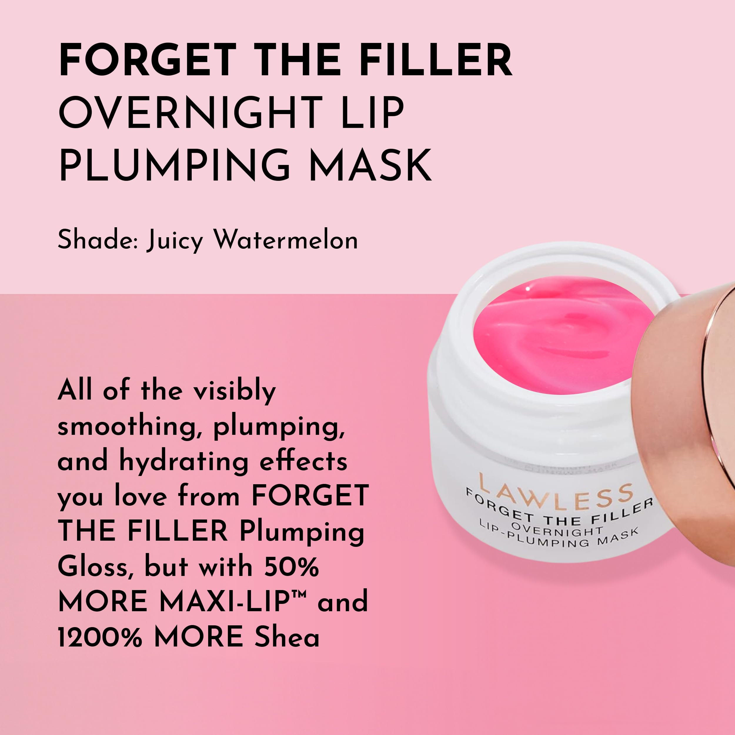 LAWLESS Forget The Filler lip mask application swipe demonstrates the silky, mask-like texture.