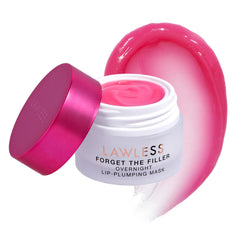 LAWLESS Forget The Filler overnight lip mask jar in juicy watermelon provides deep hydration.