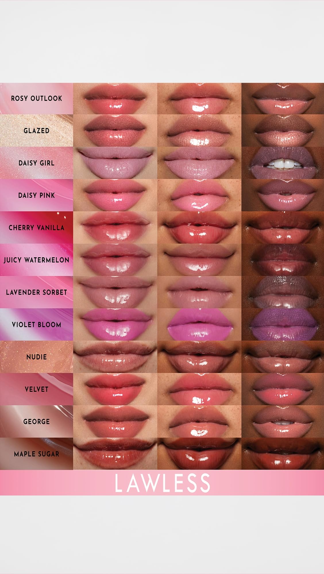 Lawless Forget the Filler Daisy Pink swatch showing comfortable hydration