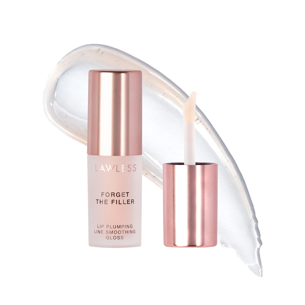 LAWLESS Mini Rosy Outlook Lip Plumper tube front highlights sleek packaging and instant gloss.