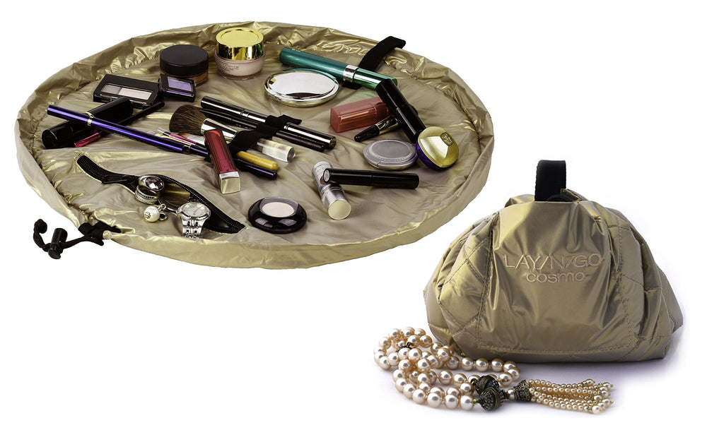 Lay-n-Go Cosmo bag elastic brush loops keep tools organized and accessible.