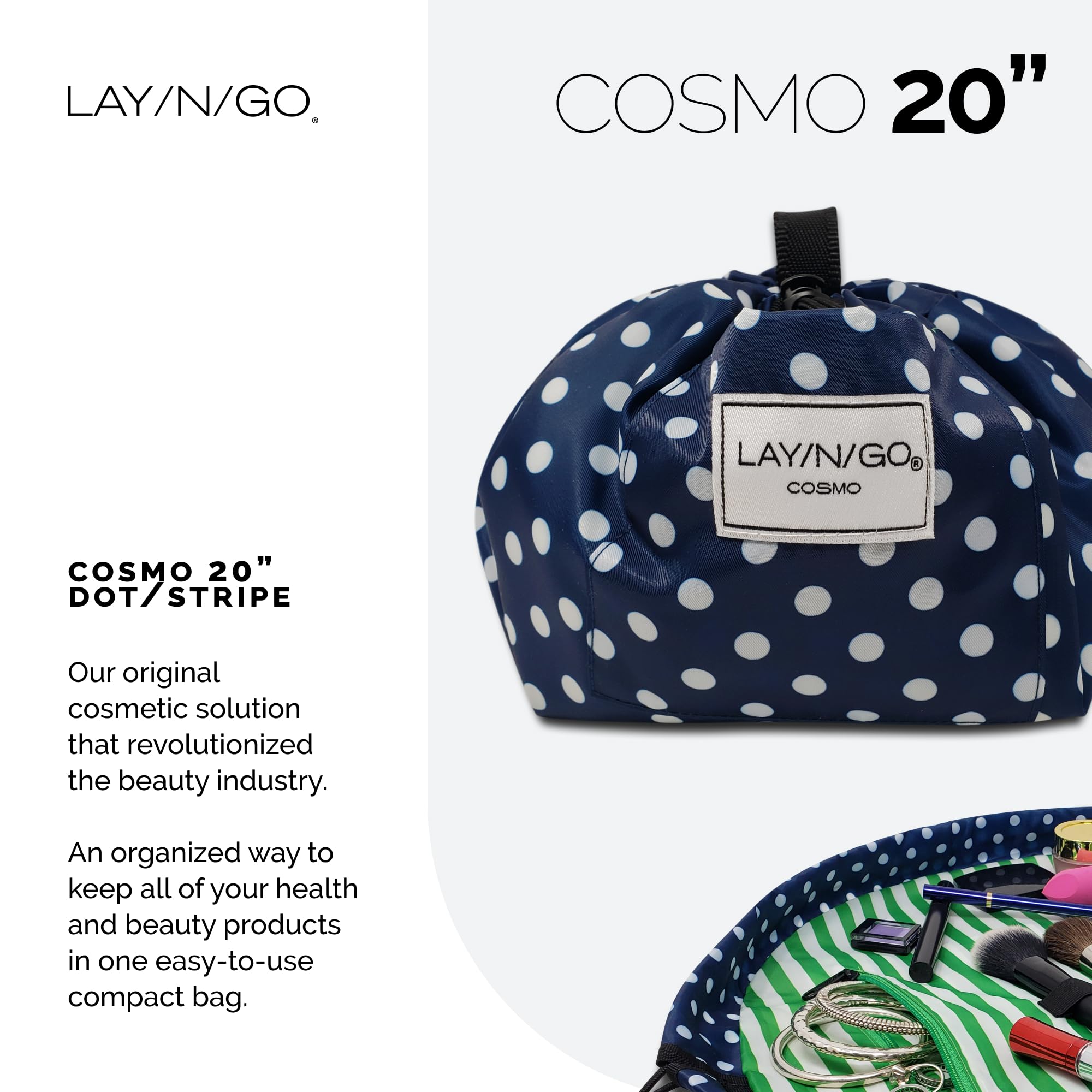Lay-n-Go Cosmo brush loops keep tools organized for quick makeup sessions.
