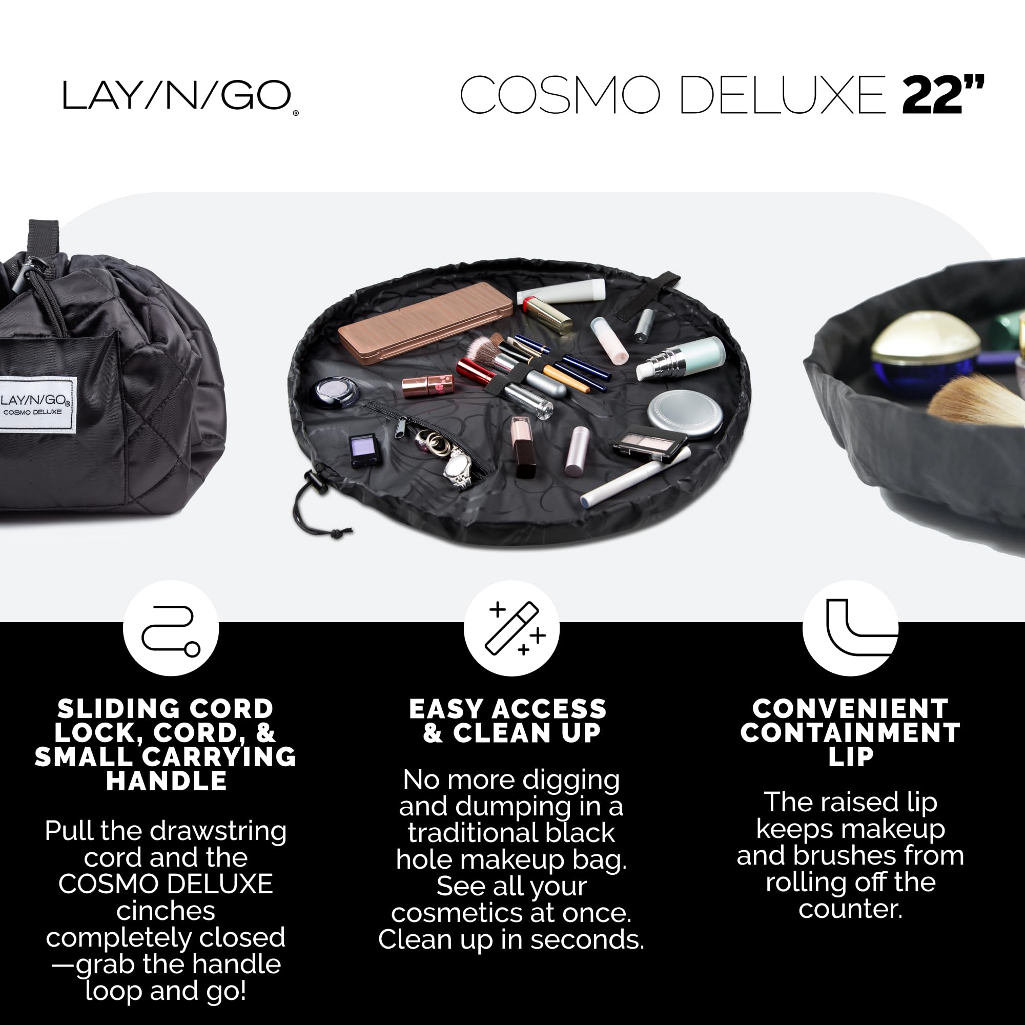 Lay-n-Go Cosmo brush loops keep brushes secure during travel
