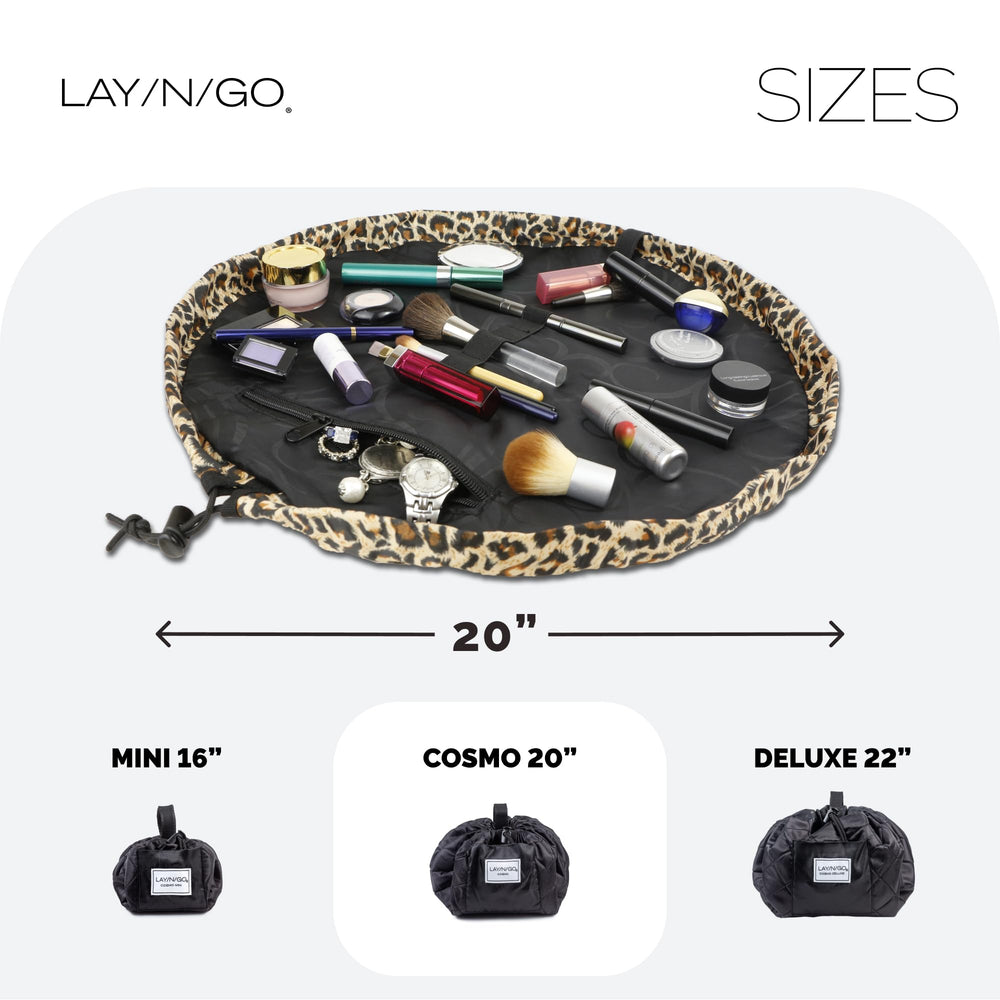 Lay-n-Go Cosmo layflat brush-loops image highlights secure brushes during travel.