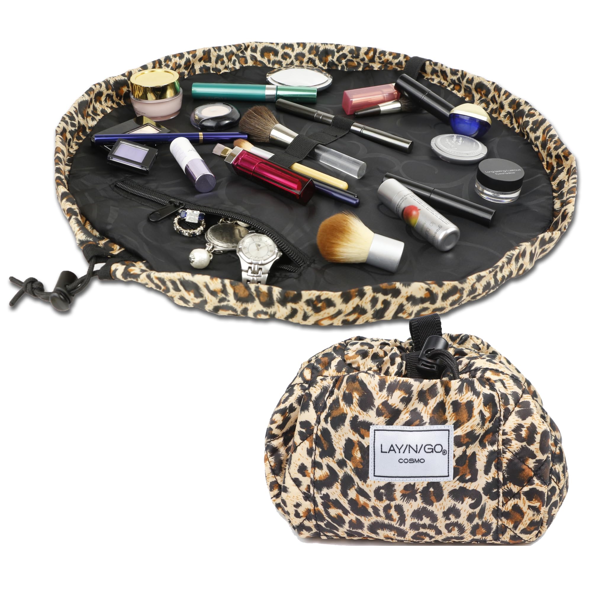 Lay-n-Go Cosmo layflat close shows quick cleanup after makeup sessions