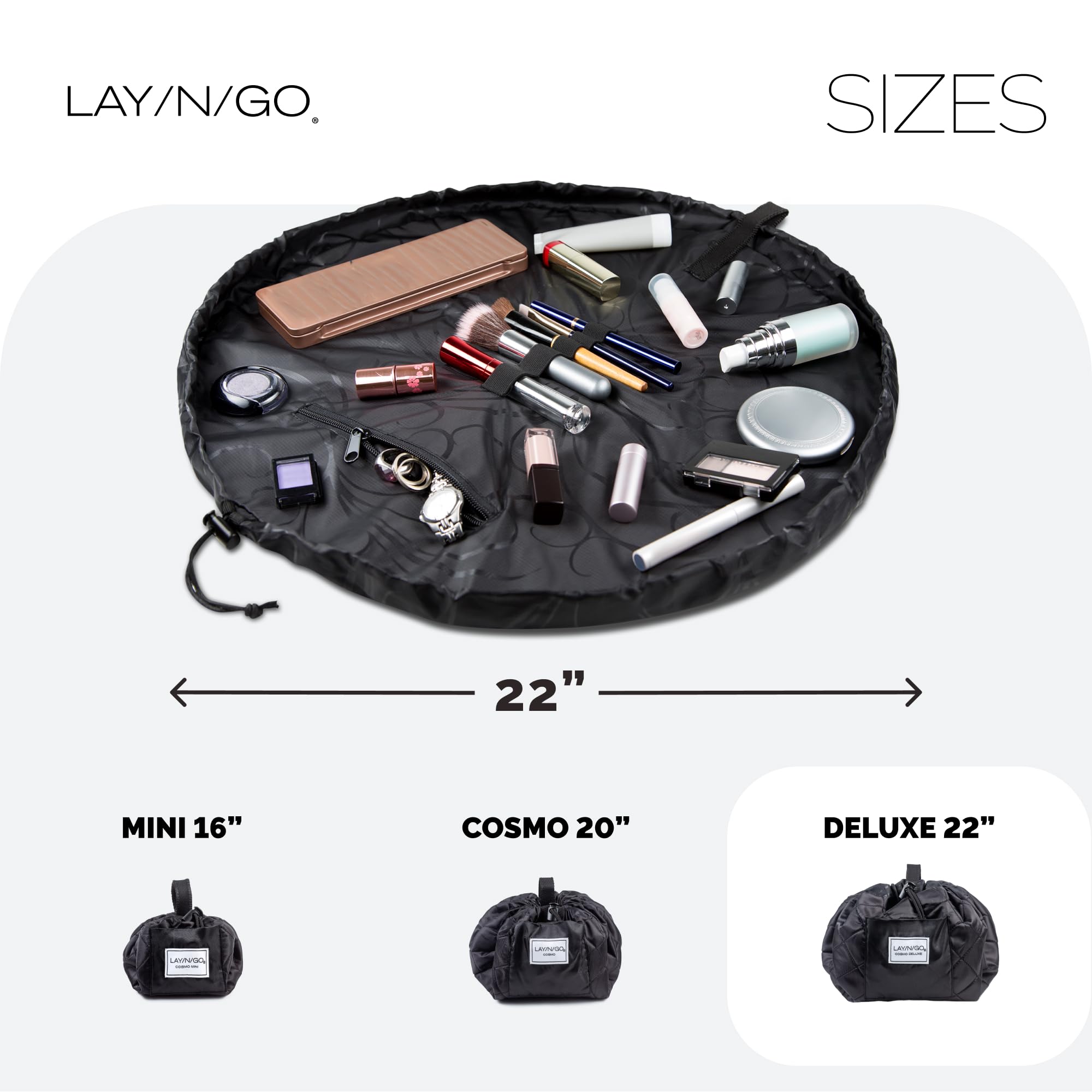 Lay-n-Go Cosmo zip pocket holds small items securely during trips