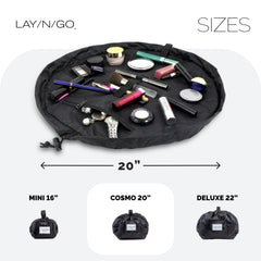Lay-n-Go Cosmo zippered-pocket detail keeps brushes secure during hotel stays.