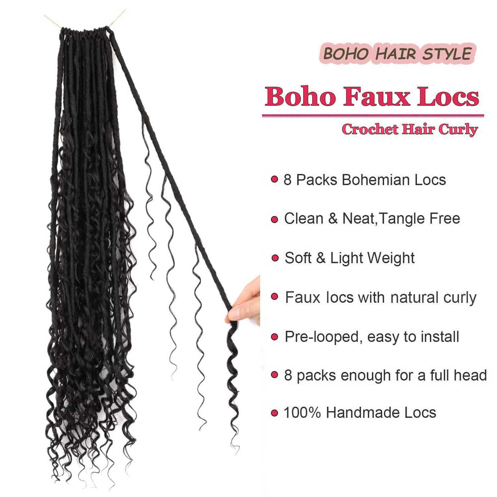 Layashow Boho Faux Locs 24in end curls highlight curly ends for bohemian style.