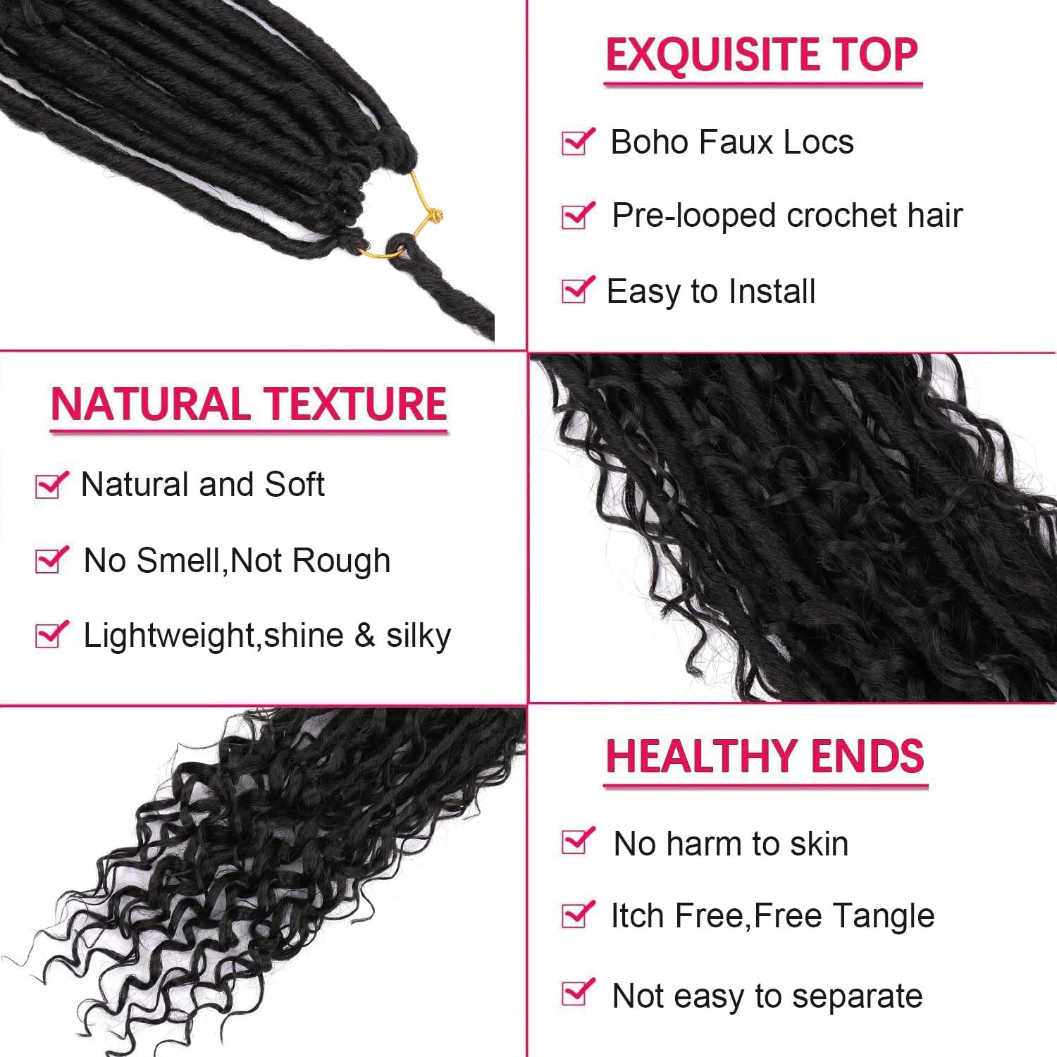Layashow Boho Faux Locs pre-looped for easy installation and quick styling.