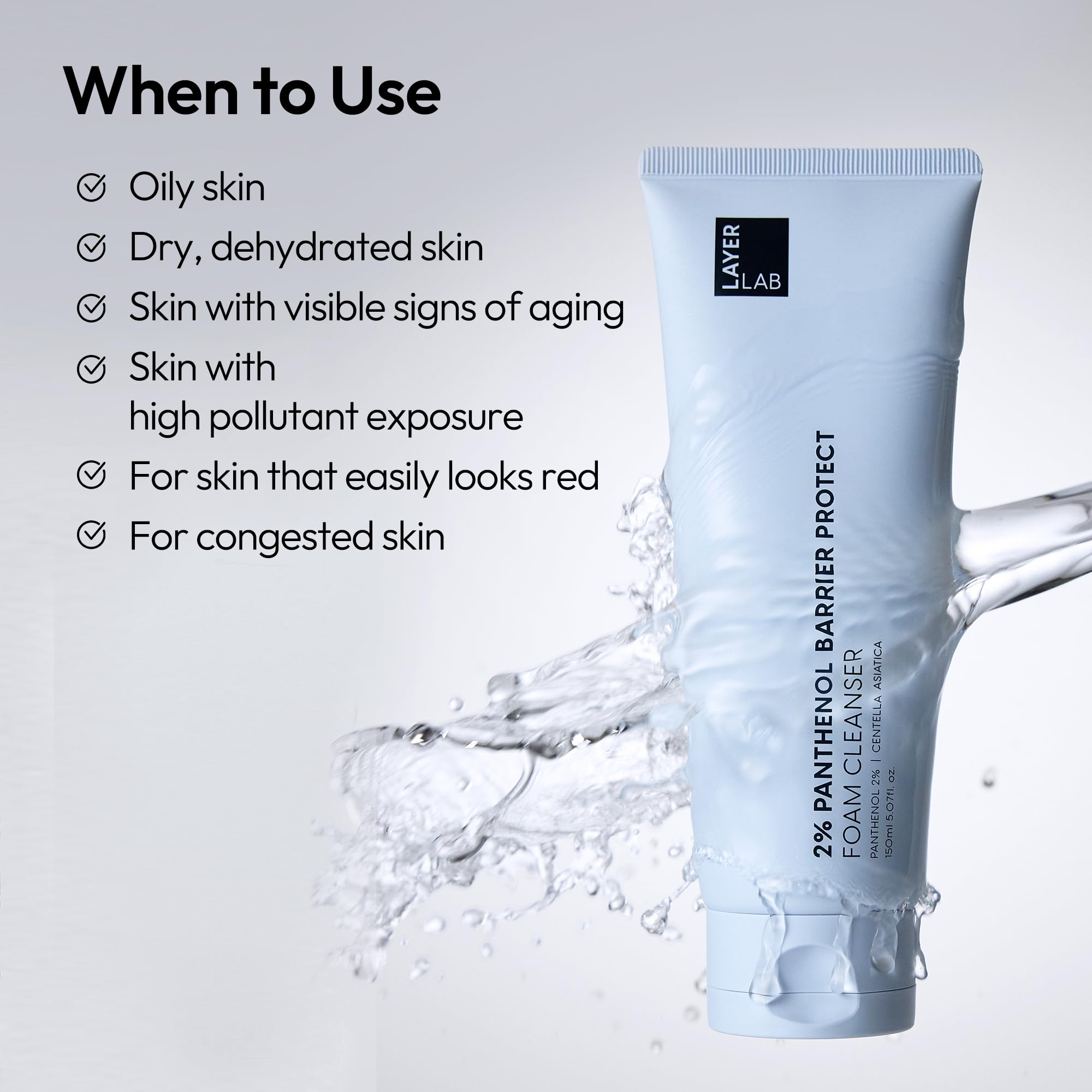 LayerLAB Korean Face Wash moisture barrier support visual indicating hydration benefits.